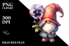 Cute Gnome with Pansy PNG Product Image 2