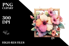 Stained Hibiscus, White PNG Product Image 2