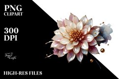 Dahlia with Watercolor Splash | Sublimation | Clipart Product Image 3