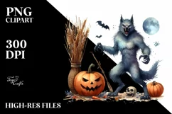 Watercolor Style Funny Halloween Clipart, Transparent PNG Product Image 3