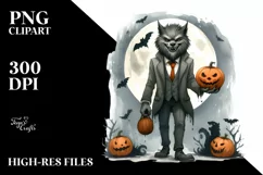 Watercolor Style Funny Halloween Clipart, Transparent PNG Product Image 1