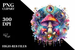 Vibrant Magical Celestial Mushroom, Tarot PNG Product Image 2