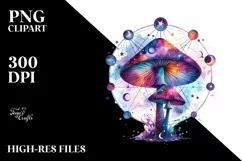Vibrant Magical Celestial Mushroom Tarot PNG Product Image 2