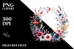 Centered Wild Flowers Colorful Frame | Sublimation | Clipart Product Image 3