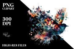 Colorful Bird with Butterfly Wings, Transparent PNG Product Image 2