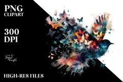 Colorful Bird with Butterfly Wings, Transparent PNG Product Image 2