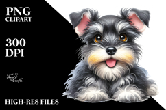 Watercolor Baby Miniature Schnauzer PNG Product Image 2