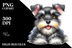Watercolor Baby Miniature Schnauzer PNG Product Image 2