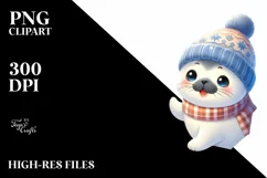 Cute Baby Seal Exiting Crack, Winter PNG Product Image 2