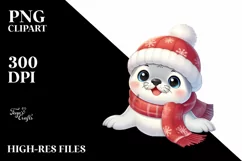 Cute Baby Seal Exiting Crack, Winter PNG Product Image 2