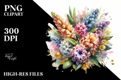Colorful Bouquet Hyacinth | Sublimation Clipart Product Image 3