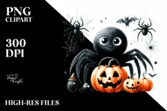 Funny Watercolor Halloween Spider | Sublimation Clipart Product Image 1