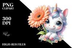 Pastel Unicorn Gerbera Clipart Product Image 1