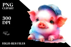 Cute Baby Pig Illustration Sublimation Clipart Product Image 2
