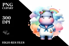 cute Baby Hippo Sailor Clipart Product Image 3