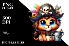 Colorful Baby Lion with Pirate Hat PNG Product Image 2