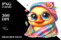 Cosy Baby Duck in blanket, PNG Product Image 2