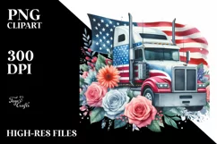 Semi Truck USA Flag Flowers Product Image 3