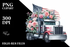 Semi Truck USA Flag Flowers Product Image 1