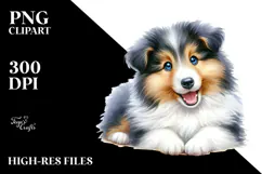 Watercolor Baby Collie PNG Product Image 2