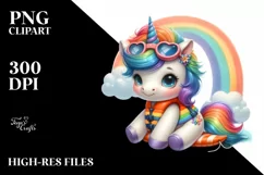 Unicorn Life Vest Rainbow Clipart Product Image 3