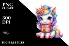 Unicorn Life Vest Rainbow Clipart Product Image 1