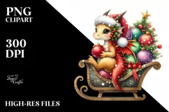 Whimsical Dragon on Christmas Sleigh PNG Product Image 3