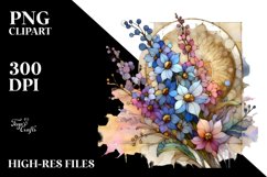 Abstract Pastel Wooden Stained Delphinium PNG Product Image 2