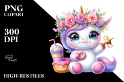 Smiling Baby Unicorn PNG Product Image 2
