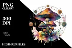 Vibrant Magical Celestial Mushroom, High-Res PNG Product Image 2
