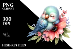 Cute Baby Parrot Sleeping on Flower PNG Product Image 2
