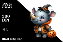 Cute Baby Rhino Dressed for Halloween PNG Product Image 2