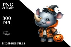 Cute Baby Rhino Dressed for Halloween PNG Product Image 2