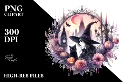 Gothic Witch with Cat PNG Product Image 2