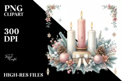 Pastel Christmas Candles PNG Product Image 1