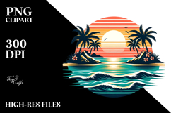 Retro Tropical Island Sunset, Tshirt Style, PNG Product Image 2