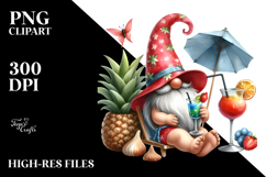 Gnome Drinking a Cocktail in Beachwear PNG Product Image 2