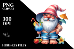 Gnome Drinking a Cocktail in Beachwear PNG Product Image 2