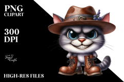 Watercolor Cat with Hat and Boots Standing | Clipart Product Image 2