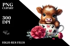 Colorful Baby Highland Cow Clipart Product Image 1