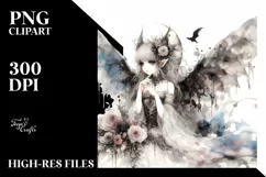 Gothic Fairy Watercolor Washed Edges Clipart Product Image 1