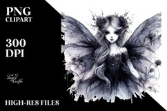 Gothic Fairy Watercolor Washed Elements Clipart Product Image 3