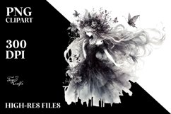 Gothic Fairy Watercolor Washed Elements Clipart Product Image 1