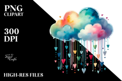 Simple Cloud with Hanging Hearts PNG Product Image 2