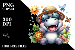 Energetic Baby Hippo with Hat and Sunglasses, High-Res PNG Product Image 2