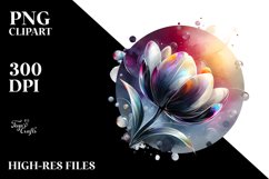 Glossy Tulip with Watercolor Splash | Sublimation | Clipart Product Image 1
