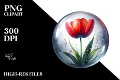 Glossy Tulip with Watercolor Splash | Sublimation | Clipart Product Image 1