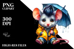 Watercolor Vibrant Drawing of a Cute Baby Mouse Sitting, Product Image 2