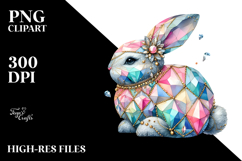 Colorful Bunny Made of Diamonds, PNG Product Image 2