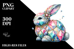 Colorful Bunny Made of Diamonds, PNG Product Image 2